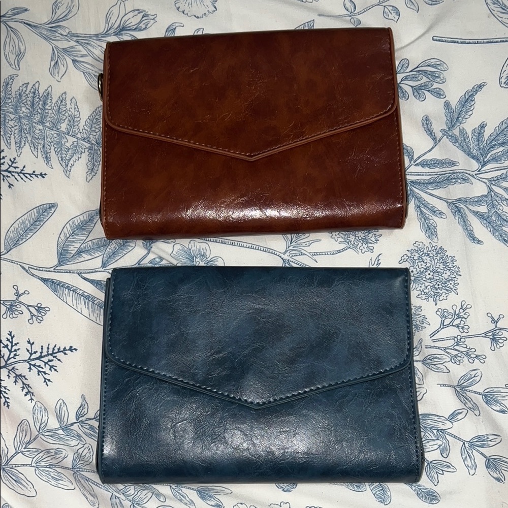 Brown and Blue Envelope Clutch Set